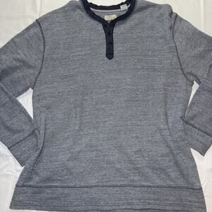 Bob Timberlake Men's XLarge Henley Thermal Shirt Long Sleeve Layer Blue Distress